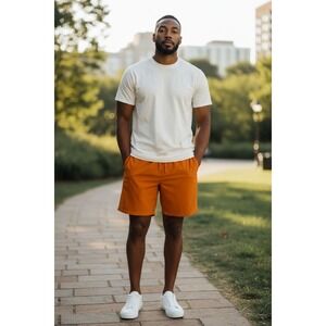 Lululemon Pace Breaker Short 7" Size  Med Orange 3 Pockets EUC Rip Tag Intact